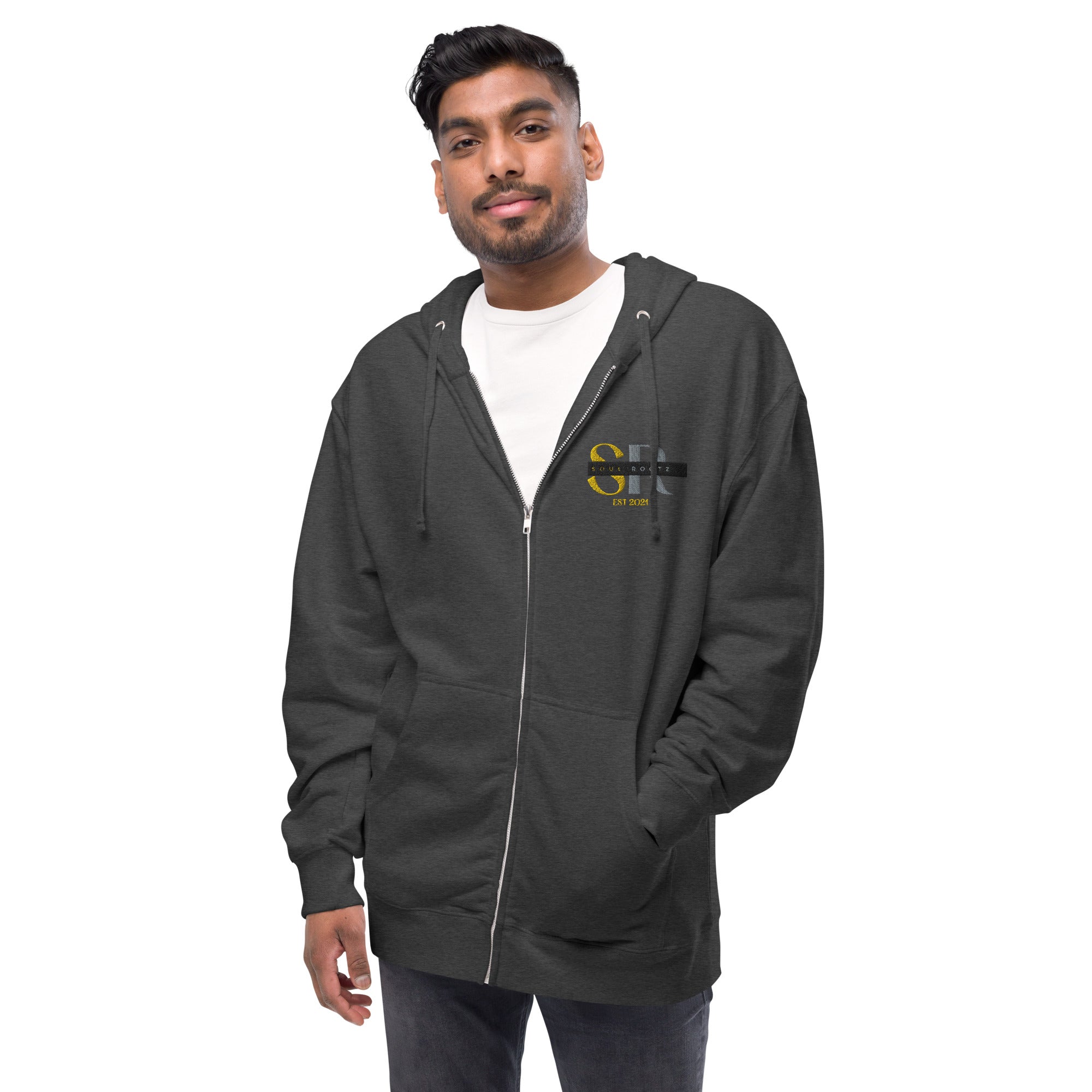 Positive King Queen Gold Unisex fleece zip up hoodie