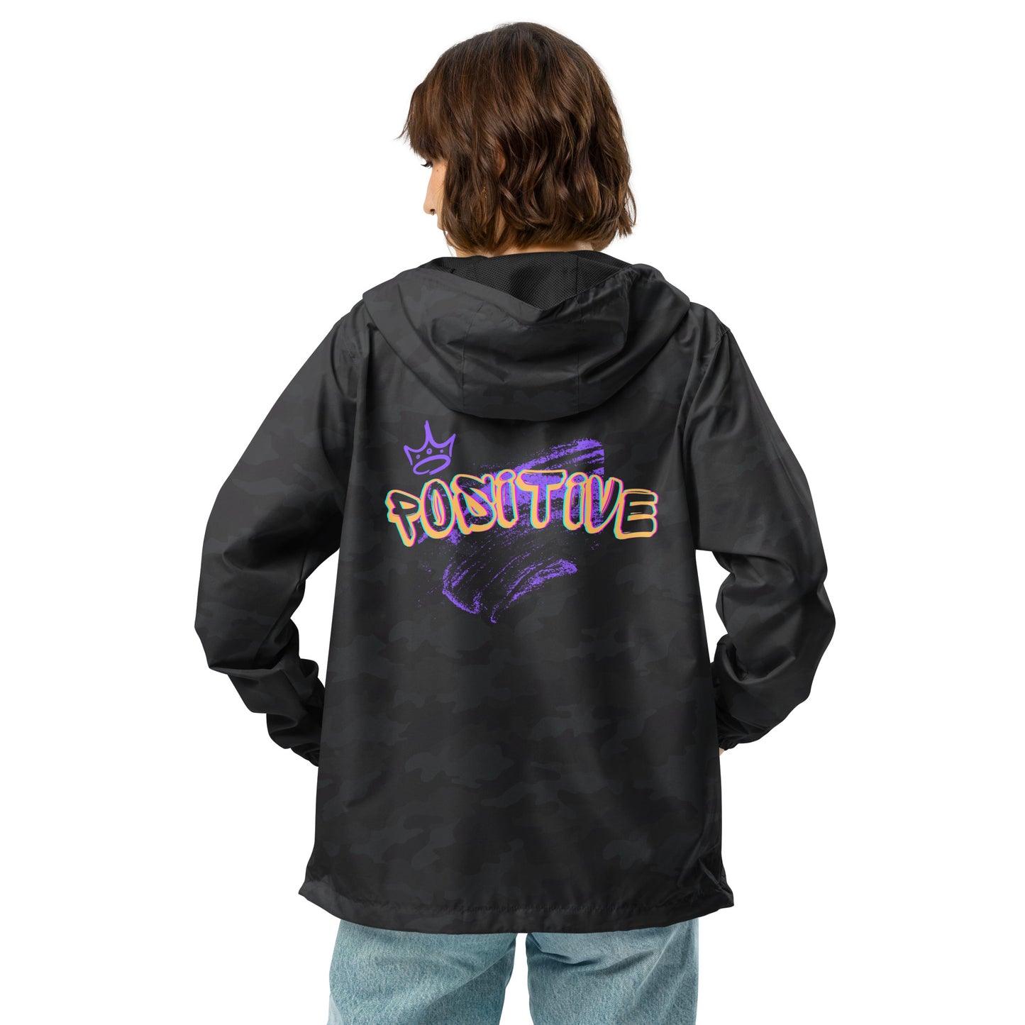 Positive King/Queen Gold Unisex lightweight zip up windbreaker